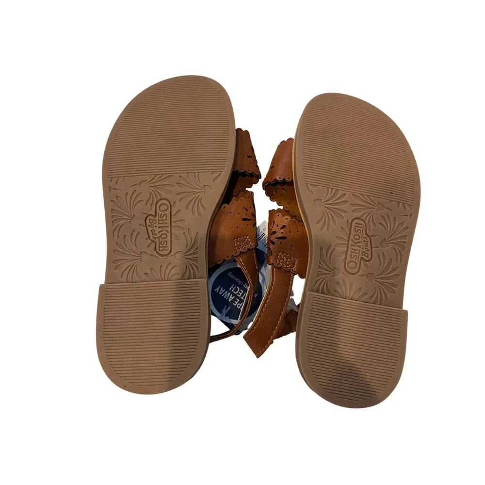 OshKosh Bgosh Toddler Girls Laura Brown Laser Cut Floral Sandals Size‎ 12 NEW